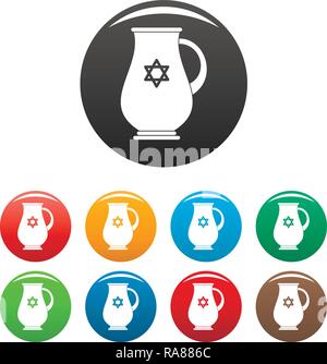 Jüdische kanne Icons Set 9 Farbe Vektor isoliert auf Weiss für jedes Design Stock Vektor