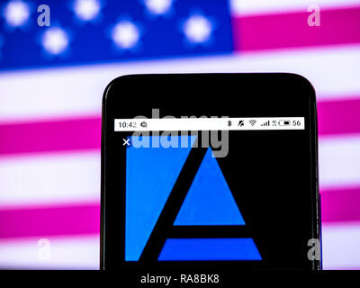 Kiew, Ukraine - Jan 2, 2019: AmTrust Financial Services Insurance Company Logo auf dem Smartphone angezeigt Stockfoto