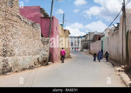 Harar/Äthiopien - 04 Mai 2017: Eine Straße in der Stadt Harar in Äthiopien Stockfoto