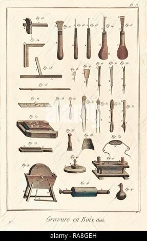 Antonio Baratta (Italienisch, 1724 - 1787), Gravure en Bois, Outils: pl. II, 1771-1779, Gravur auf Bütten neuerfundene Stockfoto