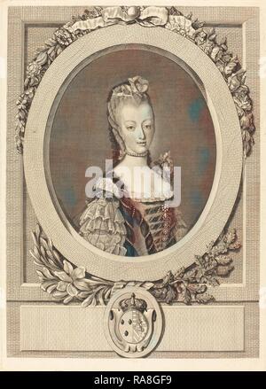 Nach Jean-Martial Fredou louis-jacques Cathelin (Französisch, 1738-1739 - 1804), Marie-Antoinette von Frankreich, 1775 überarbeitet Stockfoto