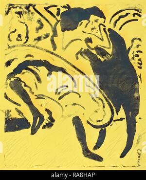 Ernst Ludwig Kirchner, Tanzpaare (Tanzpaar), Deutsch, 1880-1938, 1909, Lithographie auf gelbem Papier neuerfundene Webten Stockfoto