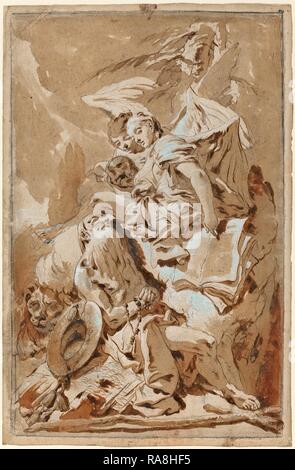 Giovanni Battista Tiepolo (Italienisch, 1696-1770), der Hl. Hieronymus in der Wüste hören zu den Engeln, 1728-1735, pen Neuerfundene Stockfoto