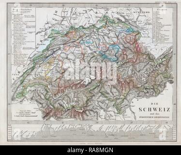 1862, Stieler Karte der Schweiz. Neuerfundene durch Gibon. Klassische Kunst mit einem modernen Touch neuerfundene Stockfoto