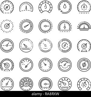 Tachometer Icon Set, outline Style Stock Vektor