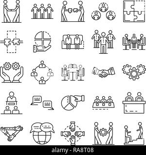 Zusammenhalt Icon Set, outline Style Stock Vektor