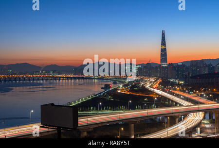 Skyline der Stadt Seoul, Südkorea. Stockfoto