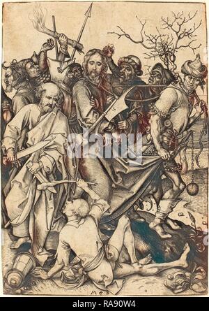 Martin Schongauer (Deutsch, C. 1450 - 1491), der Verrat und Gefangennahme von Christus, C. 1480, Gravuren. Neuerfundene Stockfoto