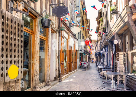 Schmale Straße von Troyes, die Hauptstadt der Champagne, Frankreich Stockfoto