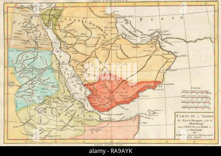 1780, Bonne Karte von Saudi-Arabien, Ägypten und Äthiopien, Rigobert Bonne 1727 - 1794, einer der wichtigsten Kartographen des Neuerfundene Stockfoto