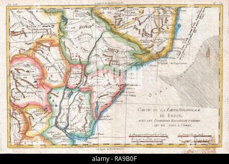 1780, Raynal und Bonne Karte des südlichen Brasilien, Argentinien, Uruguay und Paraguay, Rigobert Bonne 1727 - 1794 überarbeitet Stockfoto