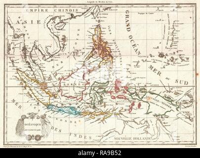 1810, Tardieu Karte von Ostindien, Singapur, Südostasien, Sumatra, Borneo, Java. Neuerfundene durch Gibon. Klassische neuerfundene Stockfoto