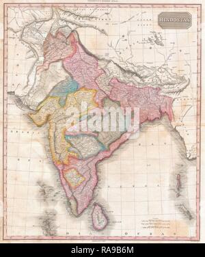 1818, Pinkerton Karte von Indien, Pakistan, Afghanistan, Tibet, Nepal, Sri Lanka, John Pinkerton, 1758 - 1826, Schottischer neuerfundene Stockfoto