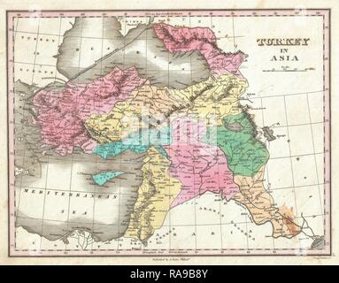 1827, Finley Karte der Türkei in Asien, Irak, Israel, Palästina, Anthony Finley mapmaker der Vereinigten Staaten in der Neuerfundene Stockfoto