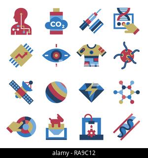 Digitale Vektor quantum Dinge zu Technologie Symbole, flacher Stil Infografiken kommen Stock Vektor