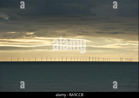 Rapunzeln Windpark vor der Küste von Sussex Stockfoto