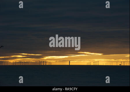 Rapunzeln Windpark vor der Küste von Sussex Stockfoto