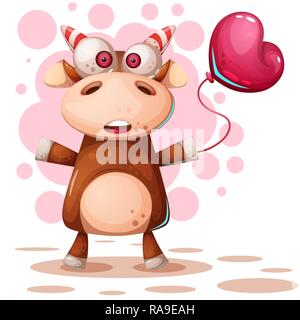 Cartoon lustig Rotwild - Kuh Zeichen. Stock Vektor