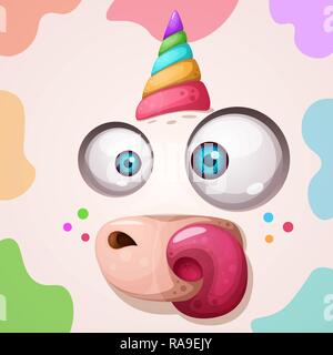 Lustig, niedlich crazy Magic rhino Charakter. Halloween Abbildung. Für den Druck auf T-Shirts. Stock Vektor