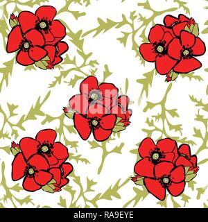 Poppy nahtlose Muster Vektor-illustration Hintergrund eps 10. Stock Vektor