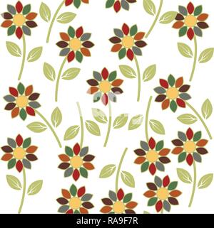 Abstract textile bunte Blumen nahtlose Muster Hintergrund leicht editierbare Vektorgrafik Stock Vektor