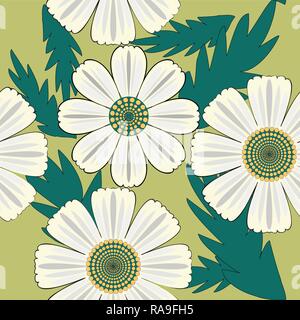 Nahtlose cute florales Muster mit hellen Gänseblümchen Leicht editierbare Vektorgrafik Stock Vektor