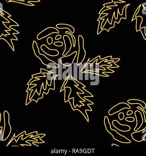 Nahtlose monochrom Muster mit alten Rosen. Hintergrund mit Blume Silhouetten Stock Vektor