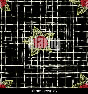 Abstract vector Pattern mit Hand gezeichnete Blumen und Punkten. Florale nahtlose Textur. Vector EPS 10. Stock Vektor