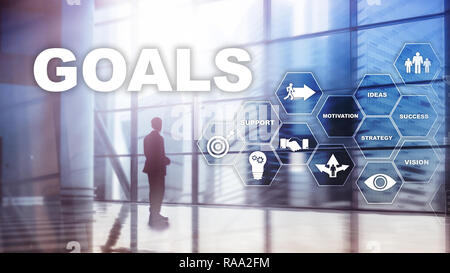 Ziel Ziele Erwartungen Zielerreichung grafisches Konzept. Business Development zu Erfolg und Wachstum Wachstum Stockfoto