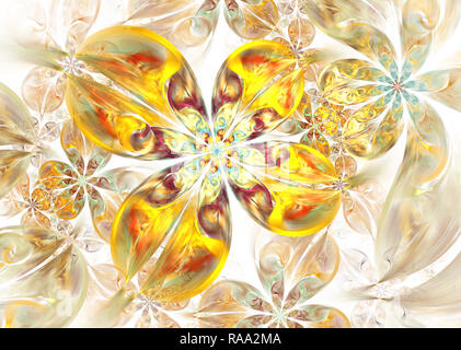 Schöne bunte Dynamische und fließenden natürlichen Formen. Abstrakt fractal Blumen. Fantasy floralen ornament Design für kreatives Design, Kunst, Postkarten Stockfoto