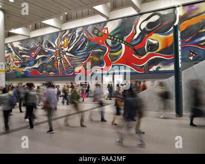 Menschlichen freien, künstlerischen Fresko in Tokio, Shibuya. Stockfoto