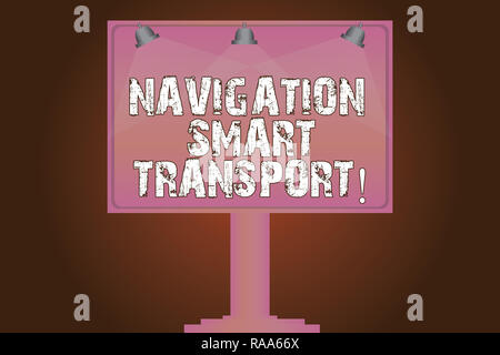 Konzeptionelle Hand schreiben Übersicht Navigation Smart Transport. Business Foto text Sicherer, koordinierte und intelligentere Nutzung des Verkehrs leere Lampe beleuchtet Col Stockfoto