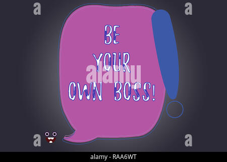 Handschrift Text schreiben werden Sie Ihr eigener Chef. Begriff Sinne Unternehmertum Start business Unabhängigkeit Selbständige leer Farbe Sprechblase Umrisse Stockfoto
