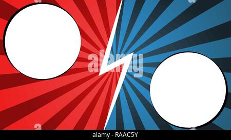 Comics strahlen Hintergrund mit zwei Steckplätzen der Text. Vektor bunten Kulisse Illustrationen. Division. Stock Vektor