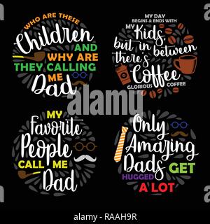 Vatertag Sagen und Zitate. Beste Papa set Bündel Stock Vektor