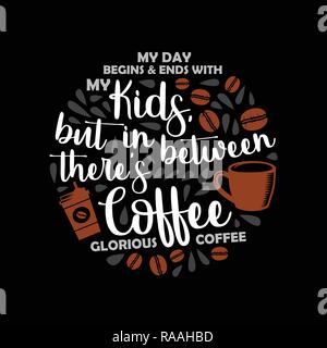 Vatertag Sagen und Zitate. Kaffee Papa mein Papa beginnt Stock Vektor