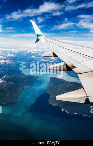 Luftbild des Southeast Alaska aus einem kommerziellen Flug von Juneau nach Seattle, Southeast Alaska, USA. Stockfoto