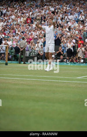 14. Juli 2018. Die Wimbledon Tennis Championships 2018 auf der All England Lawn Tennis und Croquet Club, London, England, UK statt. Herren SINGL Stockfoto