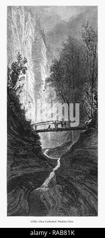 Klippen am Glen Kathedrale, Watkins Glen, New York, United States, US-amerikanische viktorianischen Gravur, 1872 Stockfoto