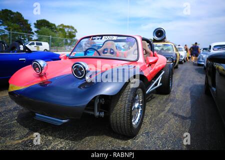 Canberra, Australien. 3. Januar, 2019. Ein Einbau Auto ist in das Messegelände während der Summernats Car Festival in Canberra, Australien, Januar 3, 2019 ausgestellt. Findet jährlich in Canberra seit 1987, in diesem Jahr Summernats eröffnet am Donnerstag und dauert bis Jan. 6. Summernats hat den größten und bekanntesten ps Partei in Australien, und es lockt Touristen nach Canberra aus dem ganzen Land. Während des Festivals, Menschen genießen, driften, City Cruise, Burnout und andere spannende Aufführungen. Quelle: Xinhua/Alamy leben Nachrichten Stockfoto