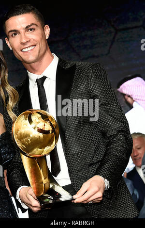 Dubai, VAE. 3. Januar, 2019. Sport Fußball Globe Award 2019 - Decima Edizione. Nella Foto: Cristiano Ronaldo foto Fabio Ferrari/LaPresse Januar 03, 2019 Dubai (Unated arabischen Emirat) Sport Fußball Globe Award 10. Ausgabe. In der Pic: Cristiano Ronaldo Credit: LaPresse/Alamy leben Nachrichten Stockfoto