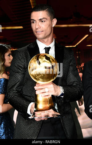 Dubai, VAE. 3. Januar, 2019. Sport Fußball Globe Award 2019 - Decima Edizione. Nella Foto: Cristiano Ronaldo foto Fabio Ferrari/LaPresse Januar 03, 2019 Dubai (Unated arabischen Emirat) Sport Fußball Globe Award 10. Ausgabe. In der Pic: Cristiano Ronaldo Credit: LaPresse/Alamy leben Nachrichten Stockfoto