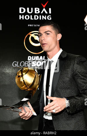 Dubai, VAE. 3. Januar, 2019. Sport Fußball Globe Award 2019 - Decima Edizione. Nella Foto: Cristiano Ronaldo foto Fabio Ferrari/LaPresse Januar 03, 2019 Dubai (Unated arabischen Emirat) Sport Fußball Globe Award 10. Ausgabe. In der Pic: Cristiano Ronaldo Credit: LaPresse/Alamy leben Nachrichten Stockfoto