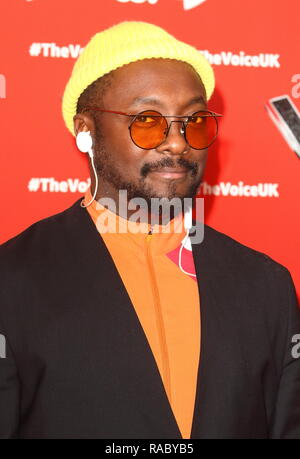 London, Großbritannien. 3 Jan, 2019. Will.i.am von der Stimme UK-TV-Show starten in W Hotel, Leicester Square. Credit: Keith Mayhew/SOPA Images/ZUMA Draht/Alamy leben Nachrichten Stockfoto