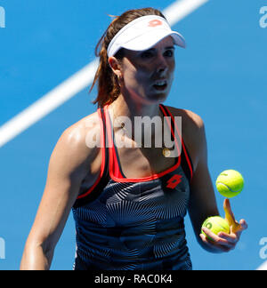 RAC-Arena, Perth, Australien. Am 4. Januar, 2019. Hopman Cup Tennis, die von Mastercard gefördert; Alize Cornet Team France Credit: Aktion plus Sport/Alamy leben Nachrichten Stockfoto