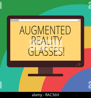 Konzeptionelle Handschrift mit Augmented Reality Brille. Business Foto zur Darstellung digitaler Brillen Personal Imaging System Computer Monitor Colo Stockfoto
