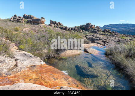 Die Landschaft auf der Riverside Arch Wanderweg im Cederberg Mountains in der Nähe von in Clanwilliam in der Provinz Western Cape Stockfoto