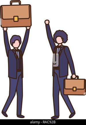 Business Männer mit Portfolio avatar Charakter Stock Vektor