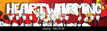 Diverse Hände, die Buchstaben des Alphabets erstellt das Wort herzerwärmend. Vector Illustration. Stock Vektor