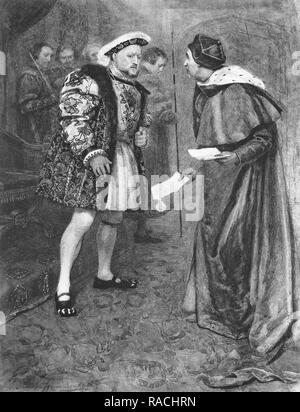 König Heinrich VIII. die Klage Kardinal Wolsey, nachdem er seine Scheidung von Katharina von Aragon zu sichern. Stockfoto